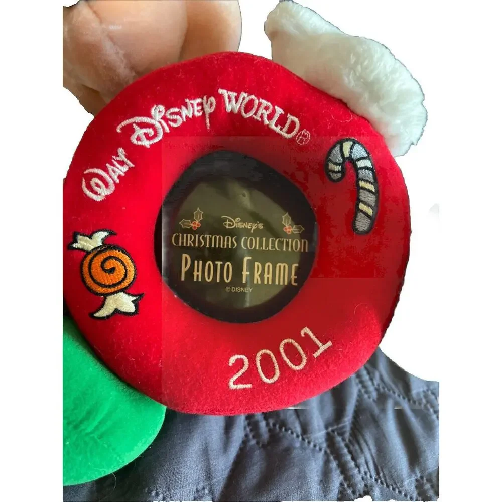 Walt Disney World Christmas Collection Photo Frame 2001 Plush Mickey Santa 10 “